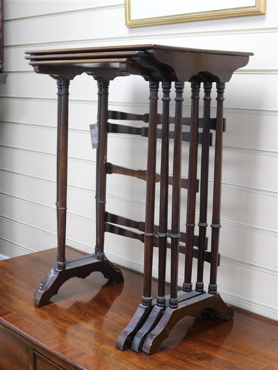 A nest of three inlaid mahogany tables W.46cm